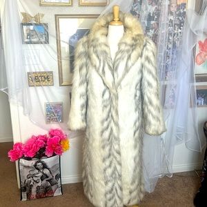 Vintage faux, fur, full length coat